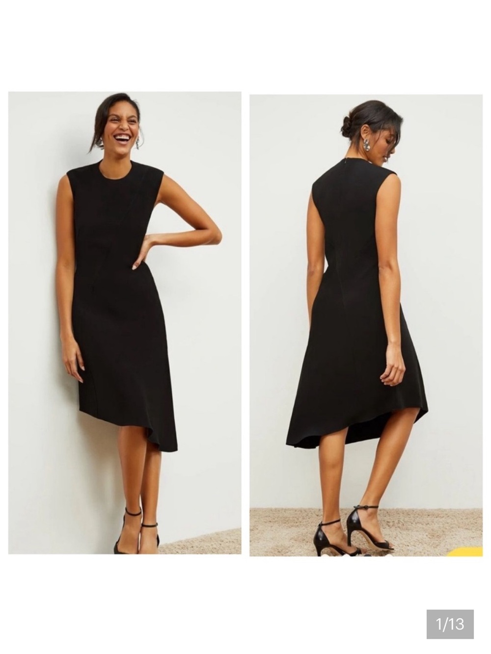 M.M. LaFleur The Lara Dress Eco Heavy Crepe black Assymetrical office career 4